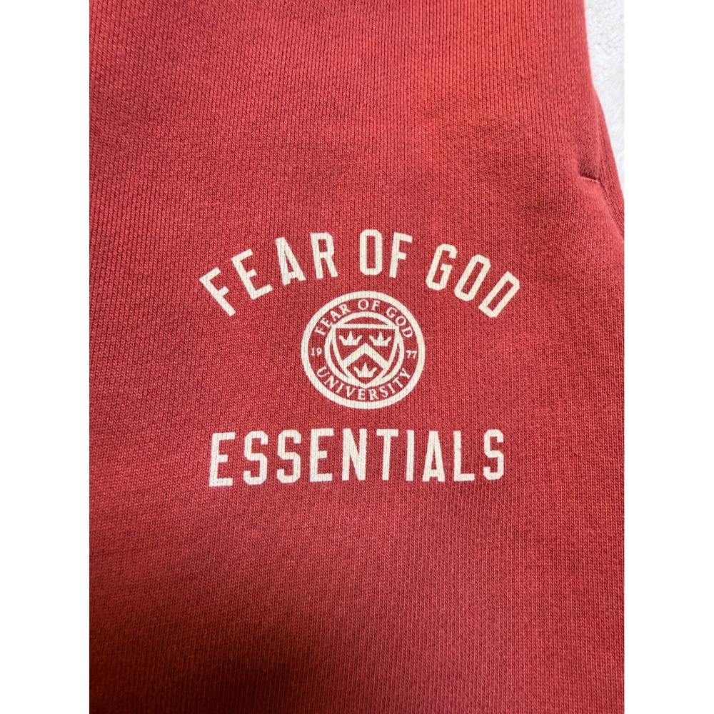 Fear of God Essentials Sweatpants Kids 8 Crimson Red University Logo Joggers - Picture 4 of 12